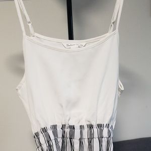Black and white pinstripe romper